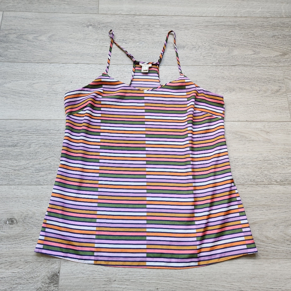 J Crew Multicolored Striped Tank Top Womens 8 Racerback Spaghetti Straps